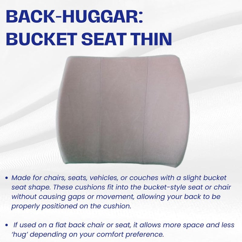 Back-Huggar Thin Ergonomic Bucket Seat Lower Lumbar Back Support Pillow Cushion for Office Chair, Car, Truck, Wheelchair, Gaming Chair and Recliner for Pain Relief Made in USA - Gray - Image 5